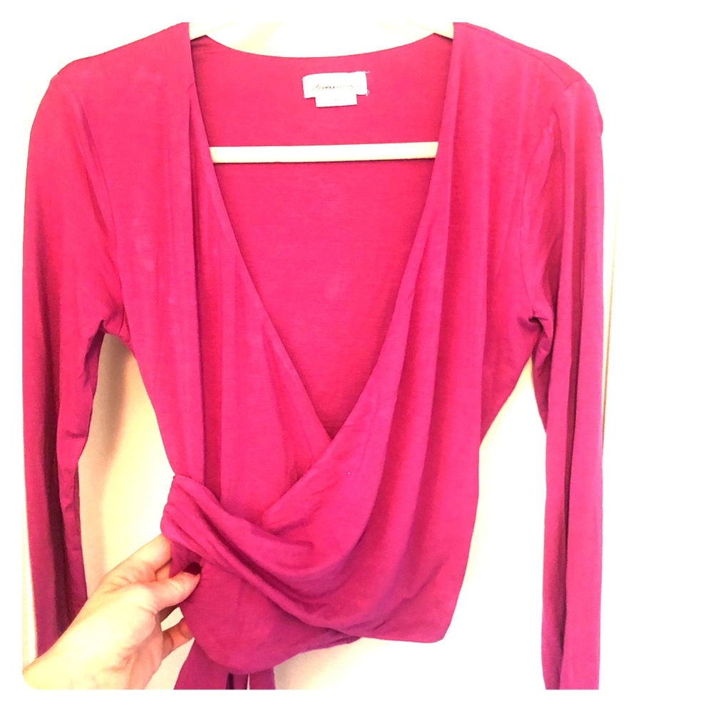 Lovers & Friends long-sleeve wrap shirt.